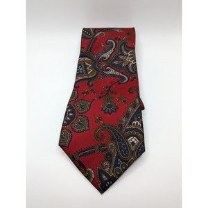 Hastings Bay Men's Necktie Red & Blue Paisley 100% Silk Imported Fabric